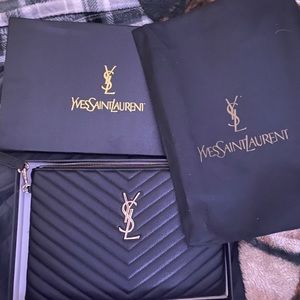 YSL MONOGRAM A5 POUCH IN MATELASSÉ LEATHER